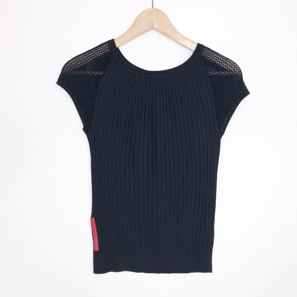 Prada Black ribbed mesh top - Picture 2 of 11